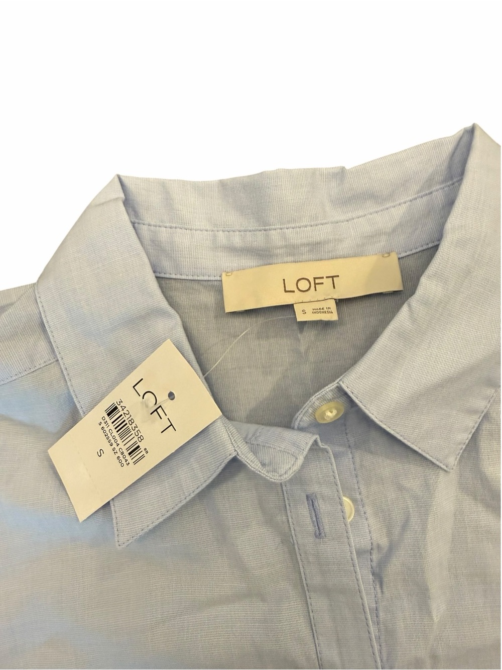LOFT Shirt Womens Blue Cotton Long Sleeve Collared Button Up High Low Hem Small